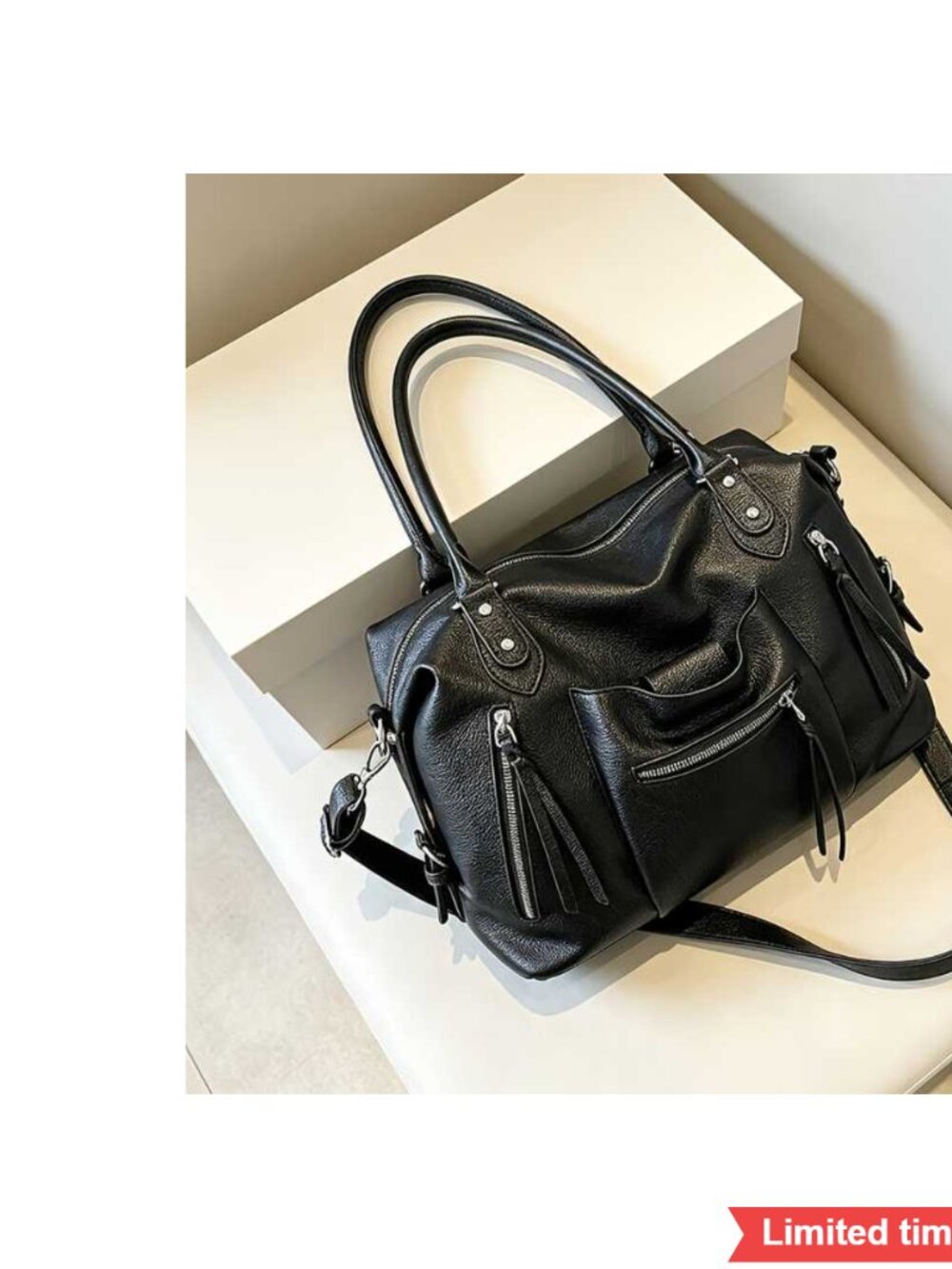 Multi Layer Crossbody Bag with Adjustable Strap Synthetic Leather Handbag